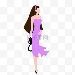 时尚女性紫色长裙