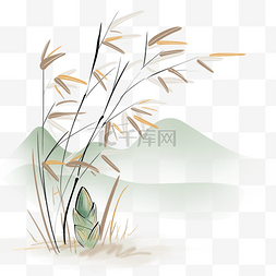 中国风竹子水墨山图片_古风竹叶和竹笋