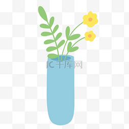 装饰花瓶蓝色小黄花
