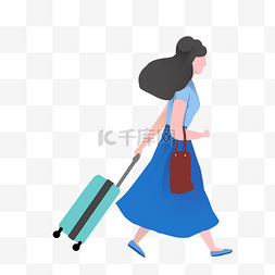 拉着行李图片_拉着行李旅游的女孩