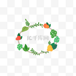 绿植装饰边框图片_手绘插画绿植花纹边框PNG欠量图