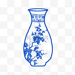 蓝色中国风花图片_古风青花瓷花瓶