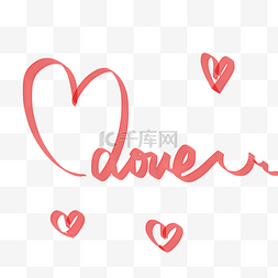 love炫图片_红色丝带爱心love手绘透明底免抠