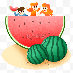 夏季一片西瓜插画