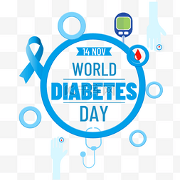 身高测量仪图片_蓝色圆环世界糖尿病日医疗元素