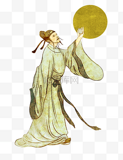 黄绿色展架背景图片_中秋节李白金樽对月免抠人物