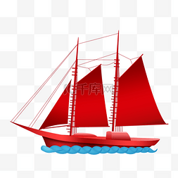 小船红色图片_红色的小船