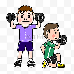 健身房健身图片_卡通健身减肥男青年PNG透明底