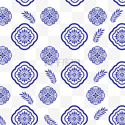 中国风蓝色青花瓷平铺底纹