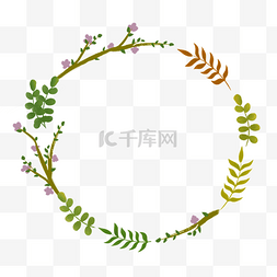 彩绘植物图案图片_水彩花环