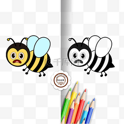 动物儿童画图片_honeybee clipart black and white 小蜜蜂飞