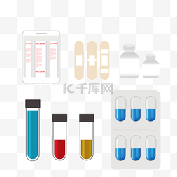 卡通手绘医疗设备胶囊试管插画