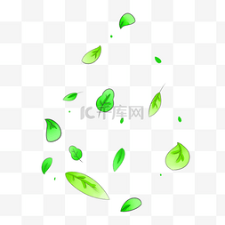 飘落的绿色树叶插画