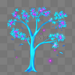 发光科技图片_光感彩色荧光唯美大树