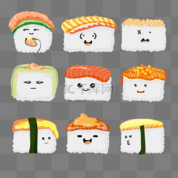 可爱饭团表情图片_日式可爱卡通三文鱼寿司