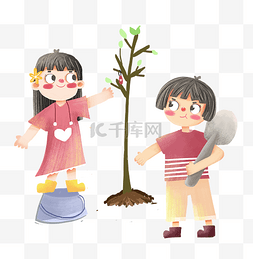 植树节种树小孩