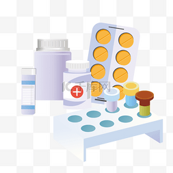 植入器械图片_手绘卡通医疗器械药瓶插画
