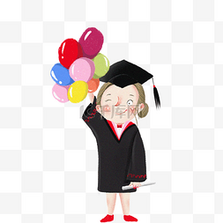 毕业气球图片_卡通女孩拿着气球