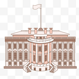手绘线稿白宫建筑白宫
