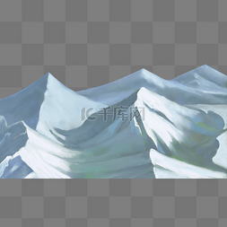 油画风景山脉雪山