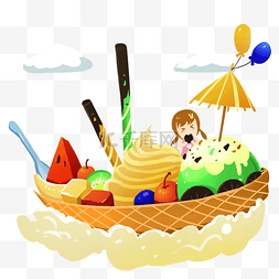 夏天黄色扁平风元素雪糕甜品