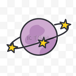 五角星环绕图片_紫色可爱星球