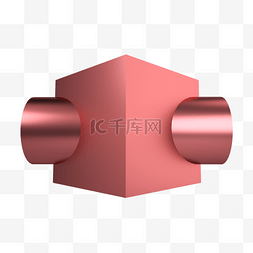 立方体质感图片_玫瑰金质感几何组合装饰