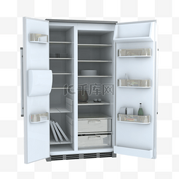 灰色立体图片_灰色立体双开门冰箱元素