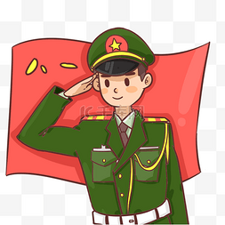 绿色红旗图片_八一建军节在红旗下敬礼的军官