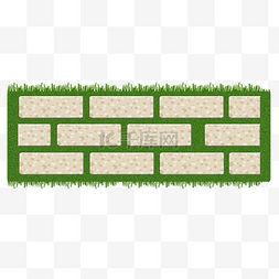 草地砖块建筑插画