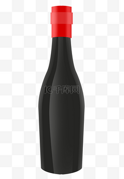卡通红酒酒瓶图片_精美的黑色酒瓶插画