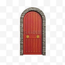 关着的门图片_立体红色城门