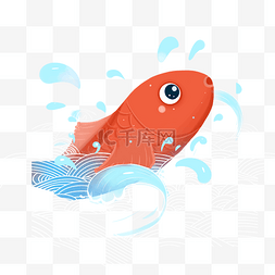红色鱼装饰图片_卡通红色鲤鱼PNG下载