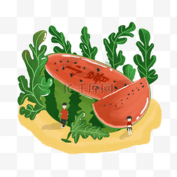 小暑传统节日西瓜插画