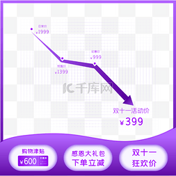 双11紫色主图图片_紫色价格下降狂欢主图