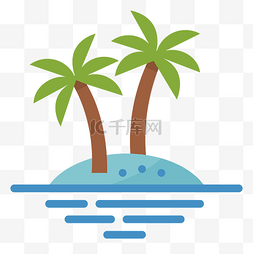 海边沙滩椰树图片_海滩沙滩椰树插画