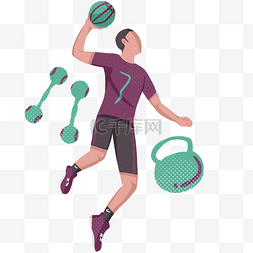 健身运动扣篮插画