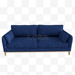 蓝色家居沙发图片_蓝色简约立体沙发
