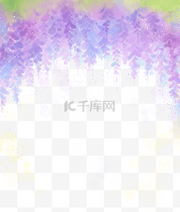紫色花卉边框图片_水彩清新紫藤花