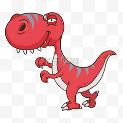 卡通红色恐龙插图