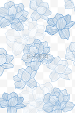 线性蓝色花朵花纹