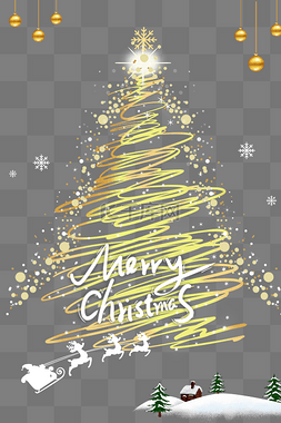 圣诞节质感图片_创意金色质感圣诞节圣诞树