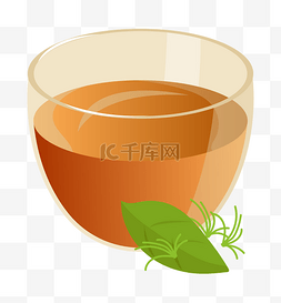 绿色茶叶和茶水插图