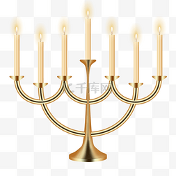 hanukkah金色蜡烛创意