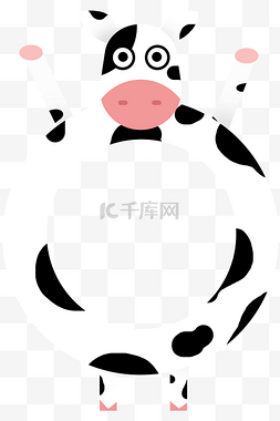 卡通奶牛图片_圆形奶牛可爱边框png图片素材