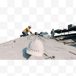 屋顶图片_屋顶上施工的建筑工人