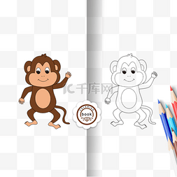 monkey clipart black and white 儿童画黑