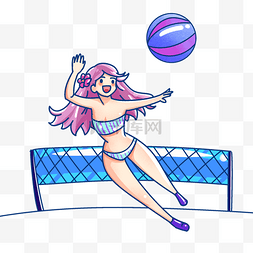 夏季玩排球的女孩