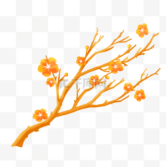 手绘金色梅花图片_手绘金色梅花素材-手绘金色梅花图片大全-千库网