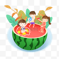 夏季吃西瓜主题